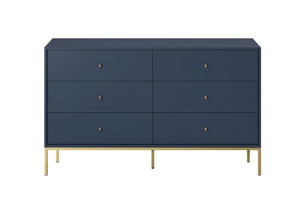 Συρταριέρα Mono χρώμα Μπλε + χρυσό με 6 συρτάρια 154x91x39cm