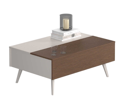 Τραπεζάκι Milano 1802 με συρτάρια λευκό Mink 103x44x72cm (ΜxΥxΠ)