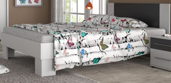Κρεββάτι διπλό LILLY λευκό + Ανθρακί για στρώμα 160x200cm