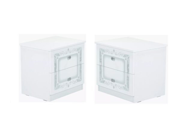 Σετ δύο κομοδίνα Luiza λευκό High gloss 50x49x39cm (ΜxΥxΒ)