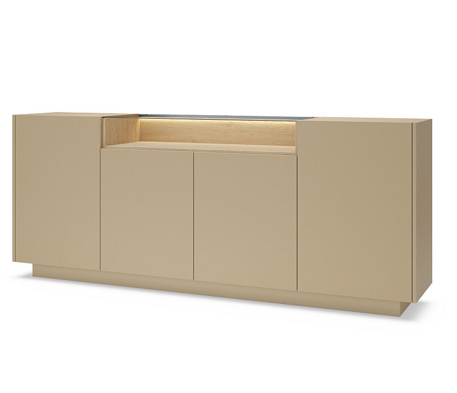 Μπουφές HIRO μπεζ κακάο με φωτισμό 203x83x40cm - Image 3