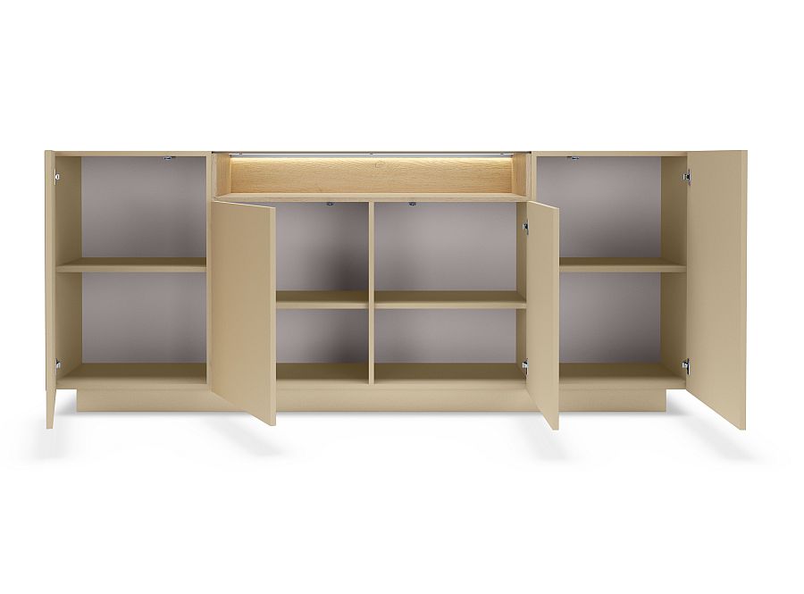Μπουφές HIRO μπεζ κακάο με φωτισμό 203x83x40cm - Image 5