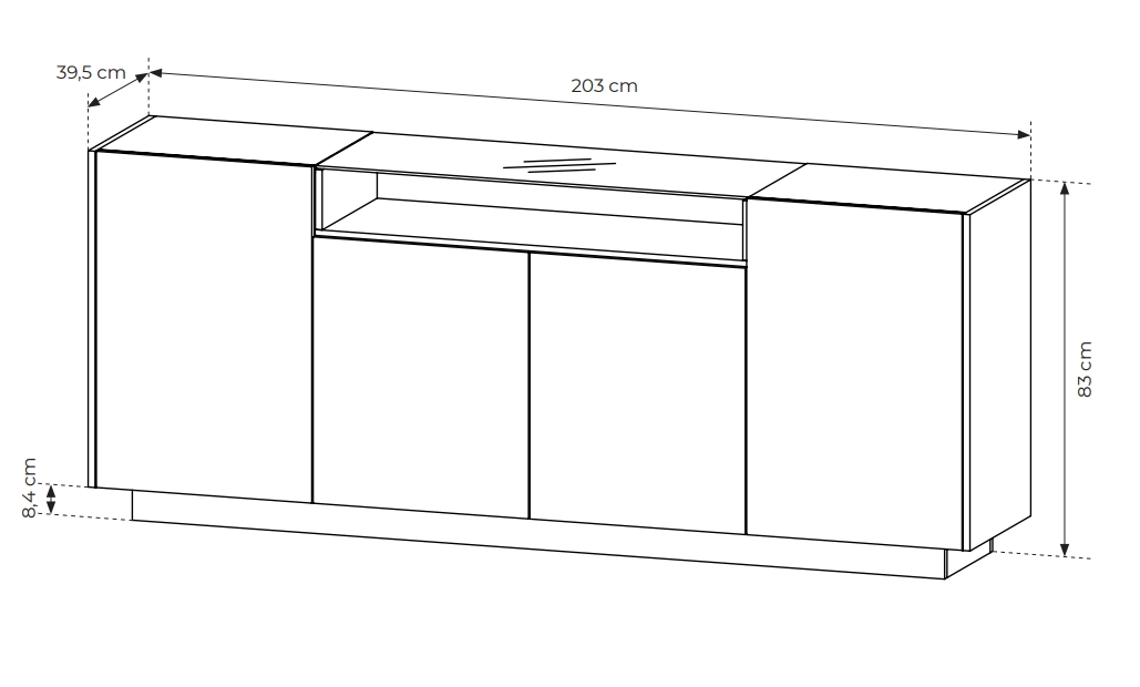 Μπουφές HIRO μπεζ με φωτισμό 203x83x40cm - Image 7