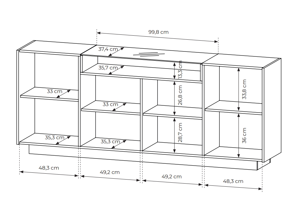 Μπουφές HIRO μπεζ με φωτισμό 203x83x40cm - Image 8