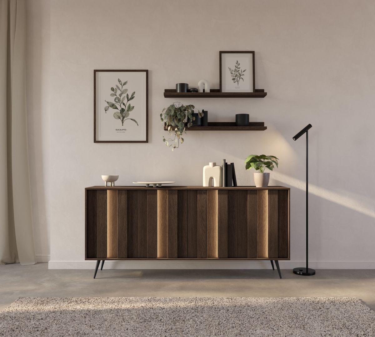 Μπουφές AMARO με φωτισμό Καρυδιά DAB DUNIN 183x83x40cm - Image 9