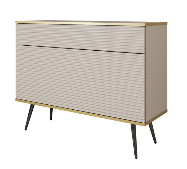 Μπουφές Oro MDF Μπεζ με μαύρα πόδια 107x85x39cm