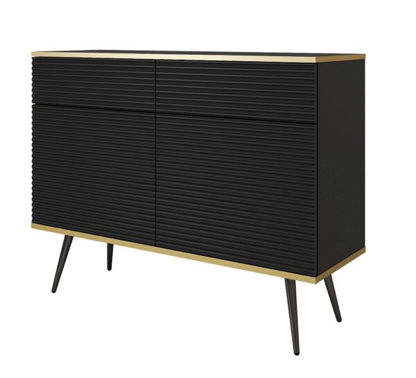 Μπουφές Oro MDF Ανθρακί με μαύρα πόδια  107x85x39cm