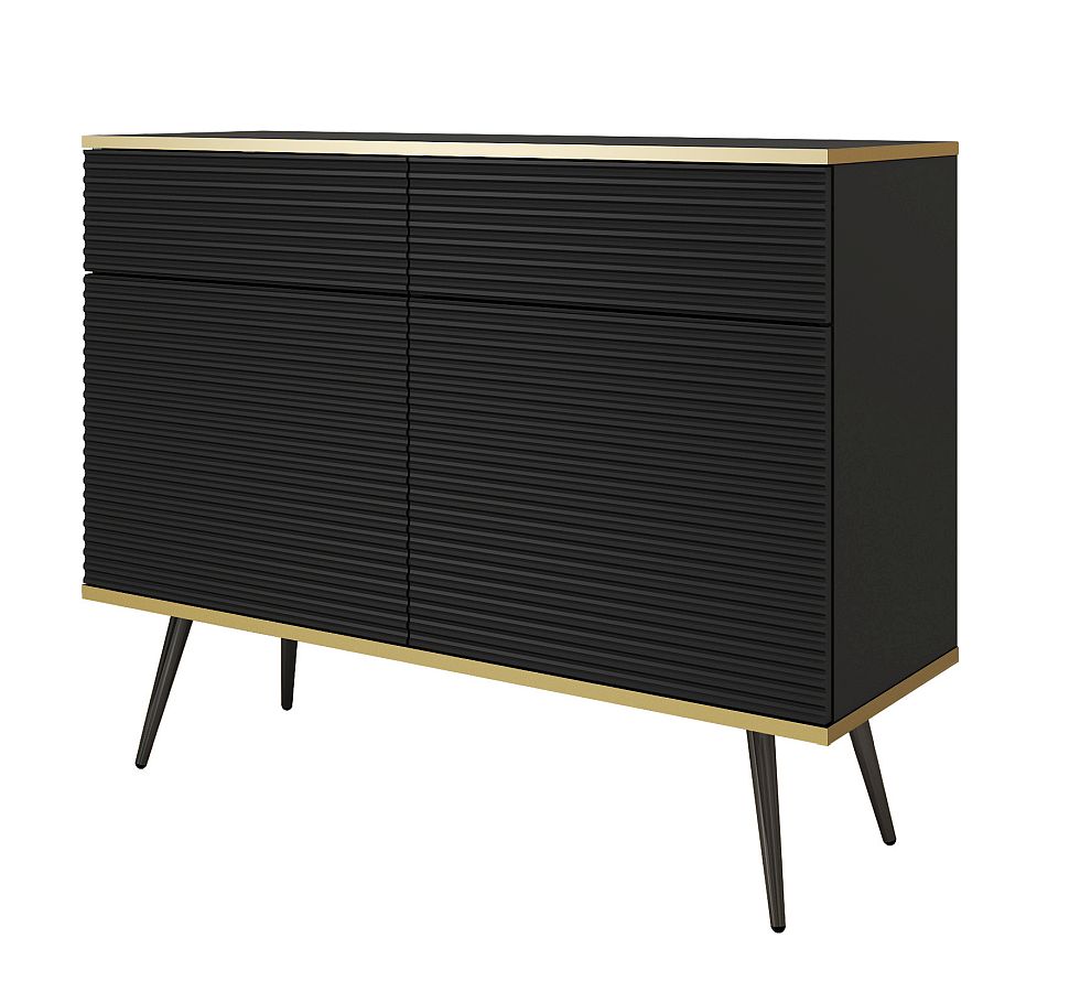 Μπουφές Oro MDF Ανθρακί με μαύρα πόδια 107x85x39cm