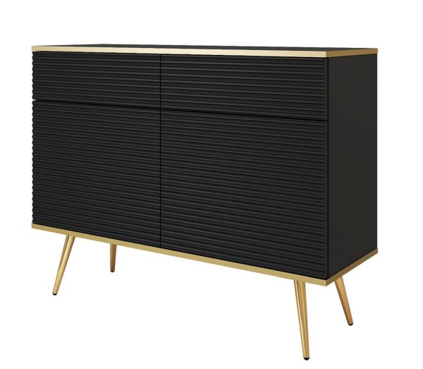 Μπουφές Oro MDF Ανθρακί με χρυσά πόδια  107x85x39cm