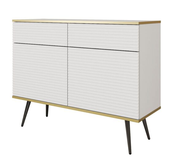 Μπουφές Oro MDF λευκό με μαύρα πόδια 107x85x39cm