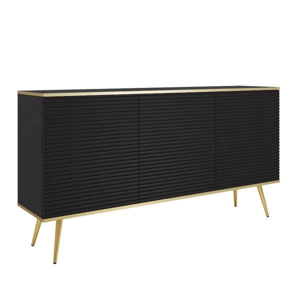 Μπουφές Oro MDF Ανθρακί με Χρυσά πόδια 160x85x39cm