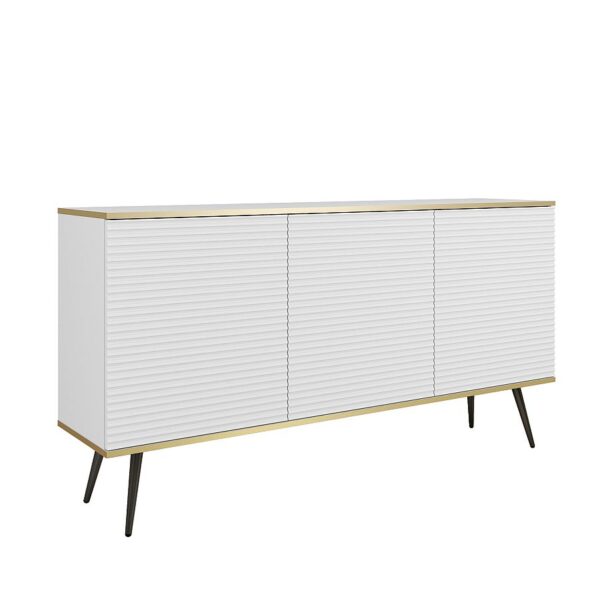 Μπουφές Oro MDF λευκό με μαύρα πόδια 160x85x39cm