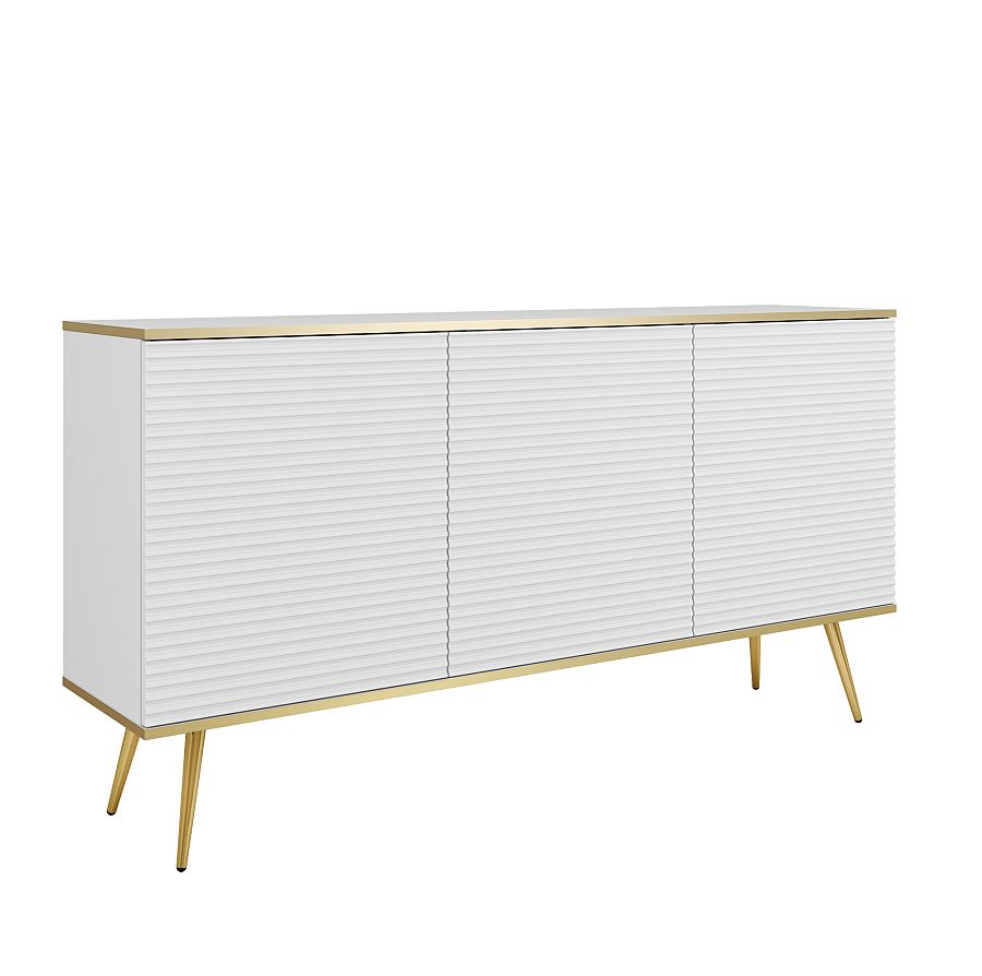 Μπουφές Oro MDF Λευκό με Χρυσά πόδια 160x85x39cm