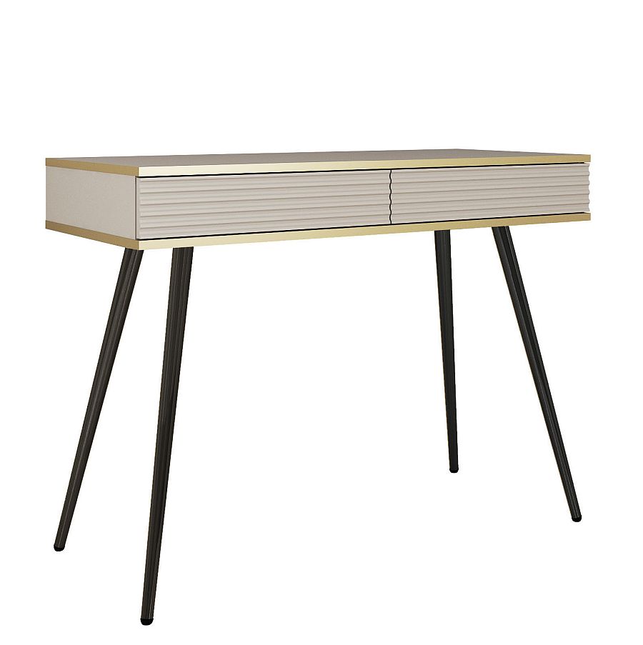 Κονσόλα Oro MDF μπέζ με μαύρα πόδια 102x80x50cm