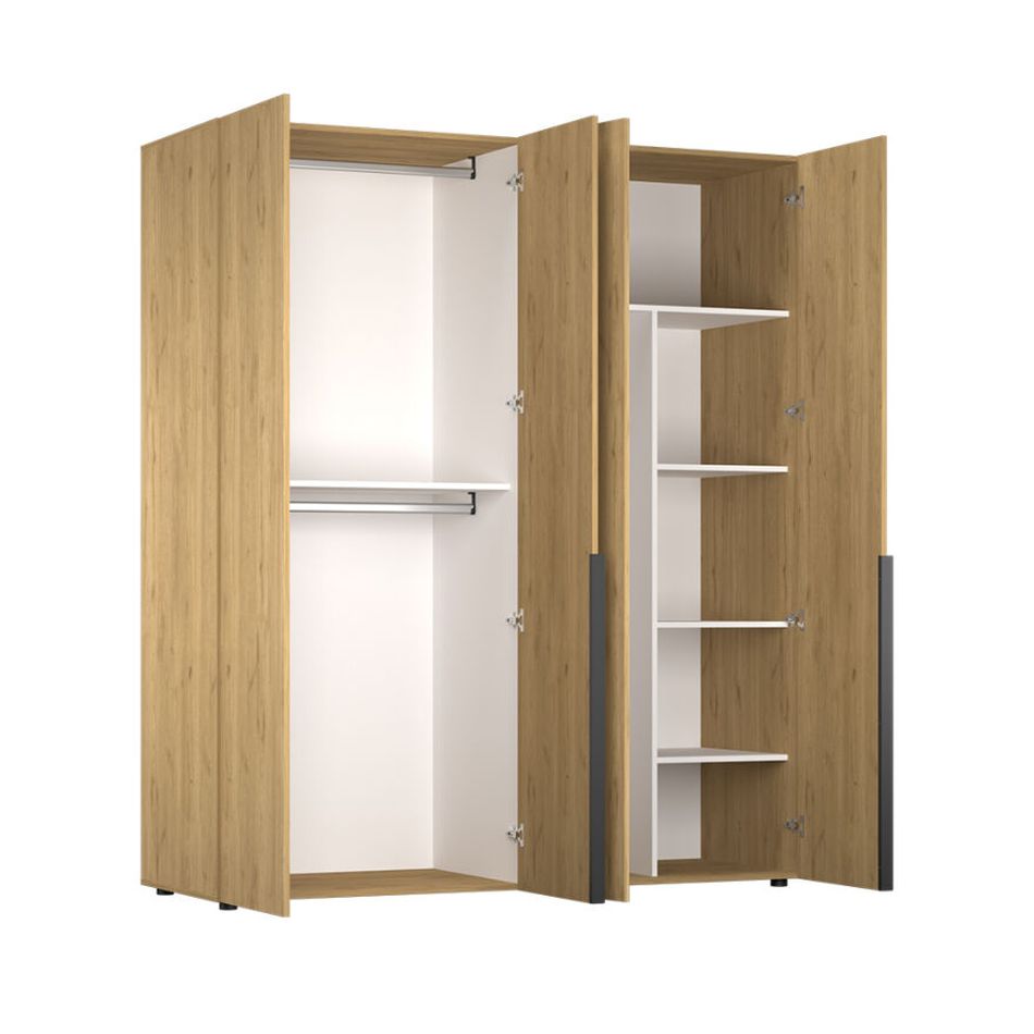 Ντουλάπα GRD-1740-FF Oryana τετράφυλλη Λευκή 180x210x62cm - Image 5