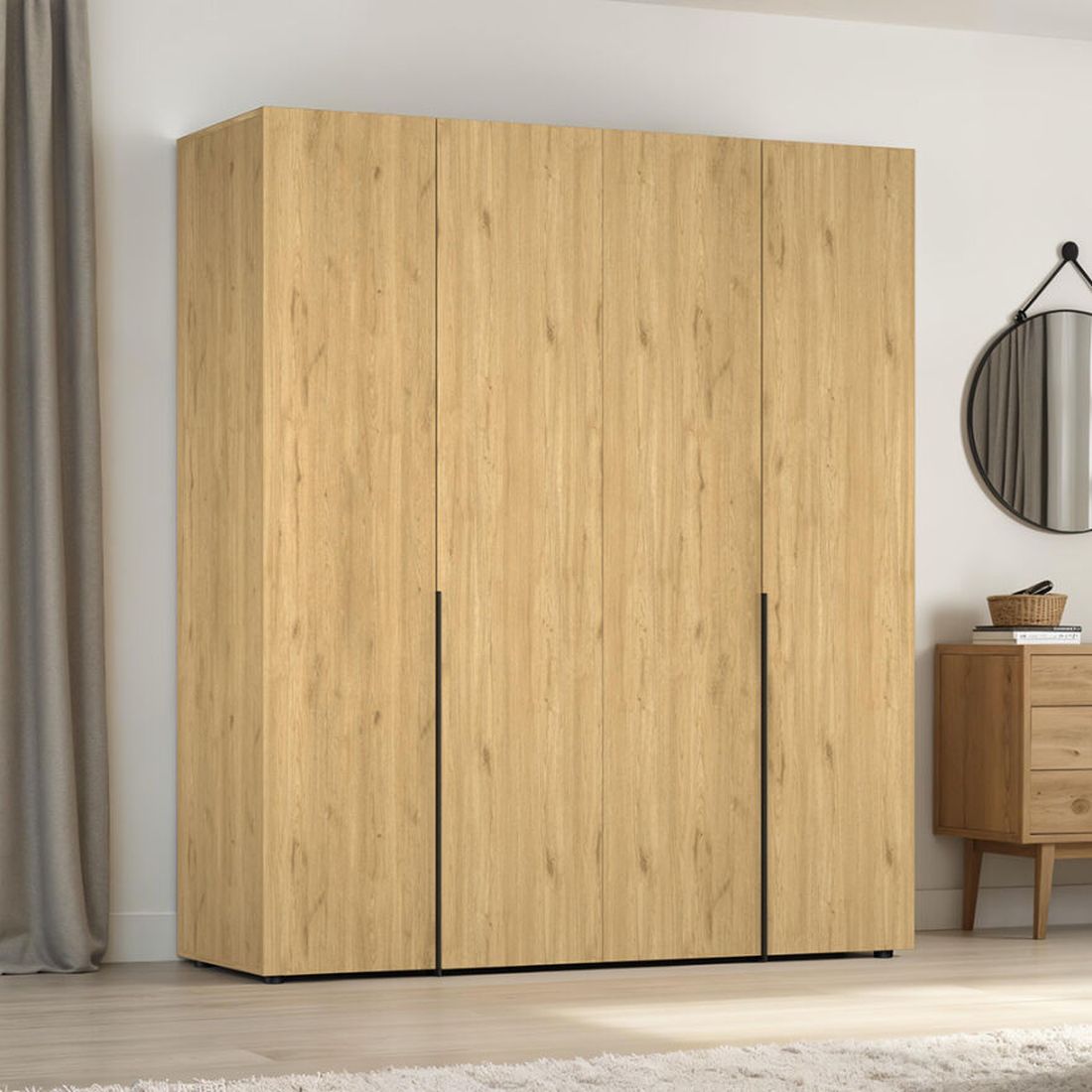 Ντουλάπα GRD-1740-FF Oryana τετράφυλλη Λευκή 180x210x62cm - Image 7