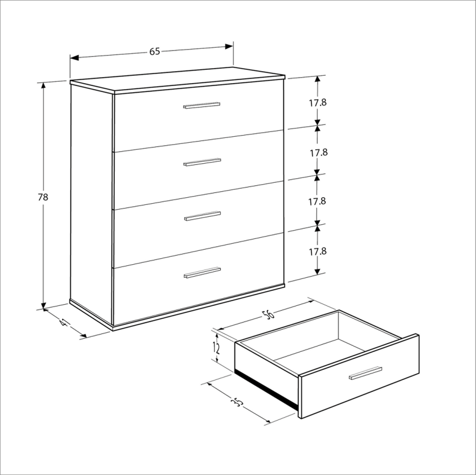Συρταριέρα SFN-604-FF White Φυσικό Florida 65x78x41cm - Image 7