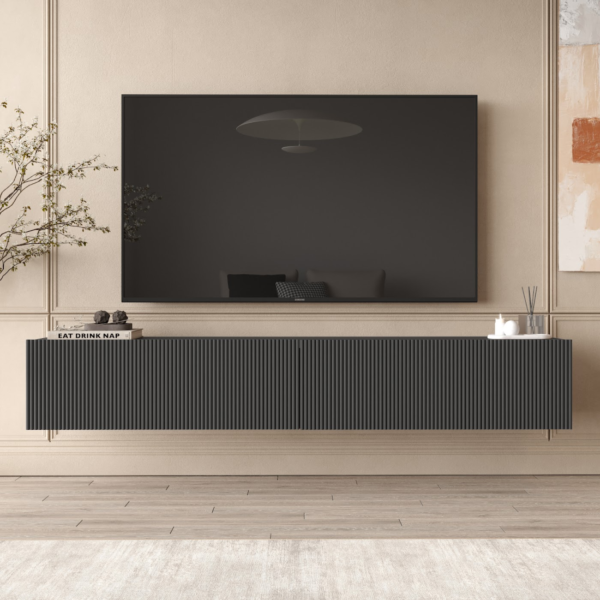 Επιτοίχιο έπιπλο τηλεόρασης LN2 Ανθρακί 180x30x31,6cm