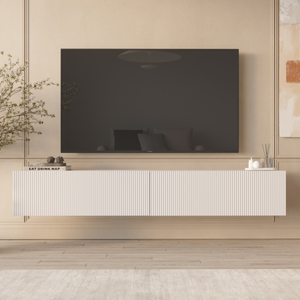Επιτοίχιο έπιπλο τηλεόρασης LN Λευκό 180x30x32cm